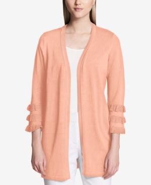 Calvin Klein Tiered-sleeve Open-front Cardigan