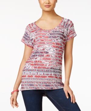 Style & Co. Striped Printed Top, Only At Macy's