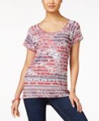Style & Co. Striped Printed Top, Only At Macy's