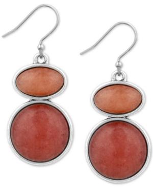 Lucky Brand Silver-tone Stone Double Drop Earrings