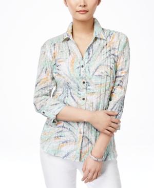 Jm Collection Crinkle-pleat Printed Shirt, Only At Macy's