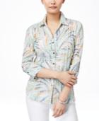 Jm Collection Crinkle-pleat Printed Shirt, Only At Macy's