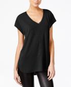 Bar Iii V-neck Mixed-media Top, Only At Macy's