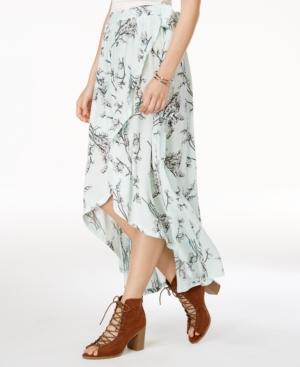 One Hart Juniors' Printed Faux-wrap High-low Skirt, Created For Macy's