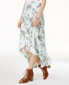 One Hart Juniors' Printed Faux-wrap High-low Skirt, Created For Macy's