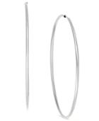 Polished Large Wire Hoop Earrings In 14k White Gold