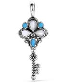 Carolyn Pollack Turquoise Key Pendant Enhancer In Sterling Silver