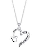 Disney Mickey Mouse Engraved Pendant Necklace In Sterling Silver
