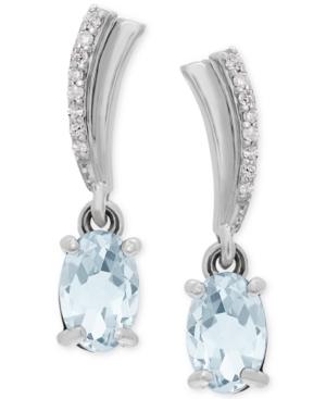 Aquamarine (3/4 Ct. T.w.) And Diamond Accent Drop Earrings In 14k White Gold