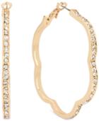 M. Haskell For Inc Gold-tone Flowery Pave Hoop Earrings, Only At Macy's