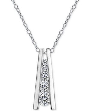 Giani Bernini Cubic Zirconia Ladder Pendant Necklace In Sterling Silver, Only At Macy's