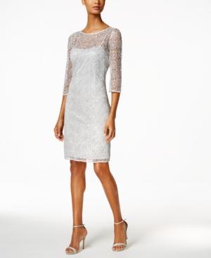 Alex Evenings Sequin Lace Illusion Sheath Dress