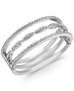 I.n.c. Silver-tone Crystal Triple-row Bangle Bracelet, Created For Macy's
