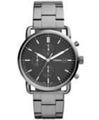 Fossil Men's Chronograph Commuter Smoke-tone Stainless Steel Bracelet Watch 42mm