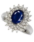 14k White Gold Ring, Sapphire (2-1/5 Ct. T.w.) And Diamond (1/2 Ct. T.w.) Oval