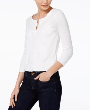 Maison Jules Peplum-back Mixed-media Cardigan, Created For Macy's