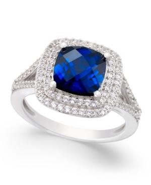 Lab-created Sapphire (2-1/2 Ct. T.w.) And White Sapphire (1/2 Ct. T.w.) Ring In Sterling Silver