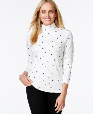 Karen Scott Dog-print Turtleneck, Only At Macy's