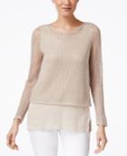 Eileen Fisher Petite Linen Layered-look Sweater