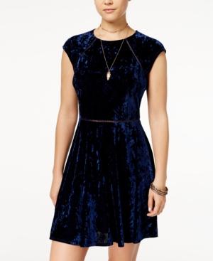 B Darlin Juniors' Crushed Velvet Crochet Dress