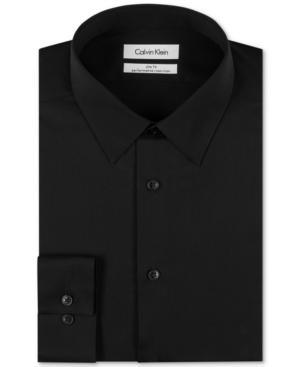 Calvin Klein Steel Non-iron Slim-fit Performance Herringbone Solid Dress Shirt