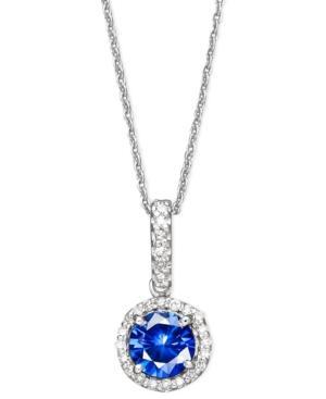 Velvet Bleu By Effy Sapphire (1 Ct. T.w.) And Diamond (1/10 Ct. T.w.) Circle Pendant In 14k White Gold