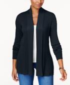 Karen Scott Ribbed Open-front Cardigan, Created For Macy's