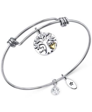 Unwritten Silver-tone Tree Adjustable Bangle Bracelet