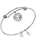 Unwritten Silver-tone Tree Adjustable Bangle Bracelet