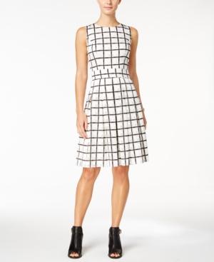 Tommy Hilfiger Windowpane Plaid Fit & Flare Dress