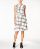 Tommy Hilfiger Windowpane Plaid Fit & Flare Dress