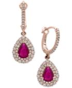 Amore By Effycertified Ruby (1-3/8 Ct. T.w.) And Diamond (3/4 Ct. T.w.) Drop Earrings In 14k Rose Gold