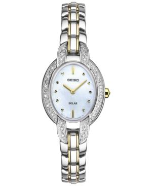 Seiko Women's Solar Tressia Diamond Accent Two-tone Stainless Steel Bracelet Watch 21mm Sup325