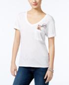 Guess Ripped Embroidered Pocket T-shirt