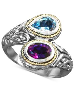 Balissima By Effy Blue Topaz (3/4 Ct. T.w.) And Amethyst (3/4 Ct. T.w.) Bypass Ring In Sterling Silver And 18k Gold
