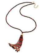 Thalia Sodi Gold-tone Red And Jet Beaded Tassel Necklace, Only At Macy's