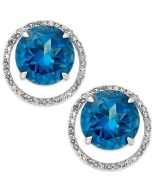 London Blue Topaz (6-5/8 Ct. T.w.) And Diamond (1/4 Ct. T.w.) Earrings In 14k White Gold