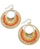 Gold-tone Bead-filled Gypsy Hoop Earrings