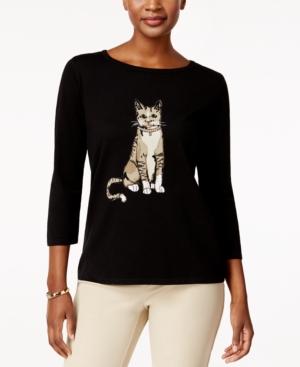 Karen Scott Cat Graphic Sweater, Only At Macy's