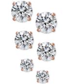 Giani Bernini 3-pc. Cubic Zirconia Stud Earrings In 18k Rose Gold-plated Sterling Silver, Only At Macy's