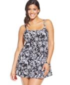Swim Solutions Plus Size Printed Swimdress Women's Swimsuit