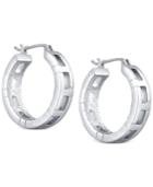 T Tahari Silver-tone Patterned Hoop Earrings