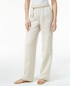 Jm Collection Petite Linen-blend Belted Pants, Only At Macy's