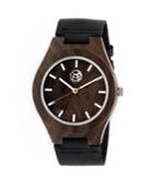 Earth Wood Aztec Leather-band Watch Olive 43mm