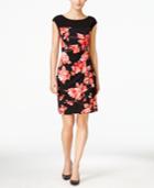 Connected Cap-sleeve Printed Sheath Dress
