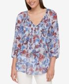 Tommy Hilfiger Printed V-neck Top, Created For Macy's