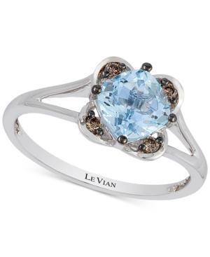 Le Vian Chocolatier Aquamarine (3/4 Ct. T.w.) And Diamond Accent Ring In 14k White Gold