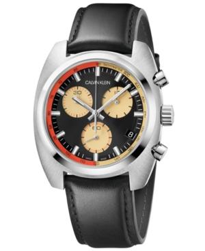 Calvin Klein Men's Swiss Chronograph Achieve Black Leather Strap Watch 40mm X 49.75mm