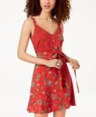 Be Bop Juniors' Floral-print Fit & Flare Dress