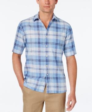 Tasso Elba Men's Linen Plaid Short-sleeve Shirt, Classic Fit